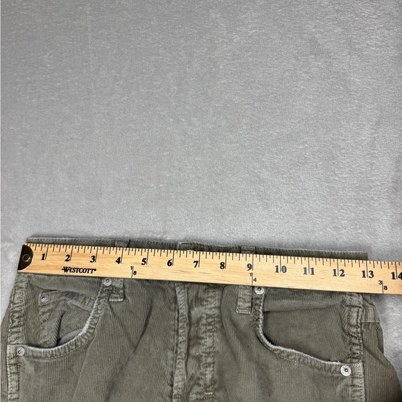 AMO Babe Corduroy Green Grey Raw Hem Button Fly Cropped Ankle Pants Size 27 - Picture 5 of 16